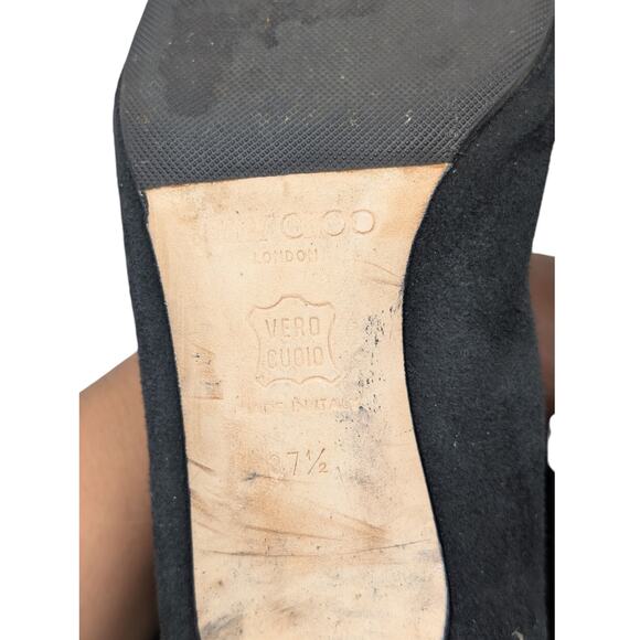 Jimmy Choo Black Suede Knee High Vail Stretch Pointed Toe Heeled Boots 37.5 - Picture 4 of 9